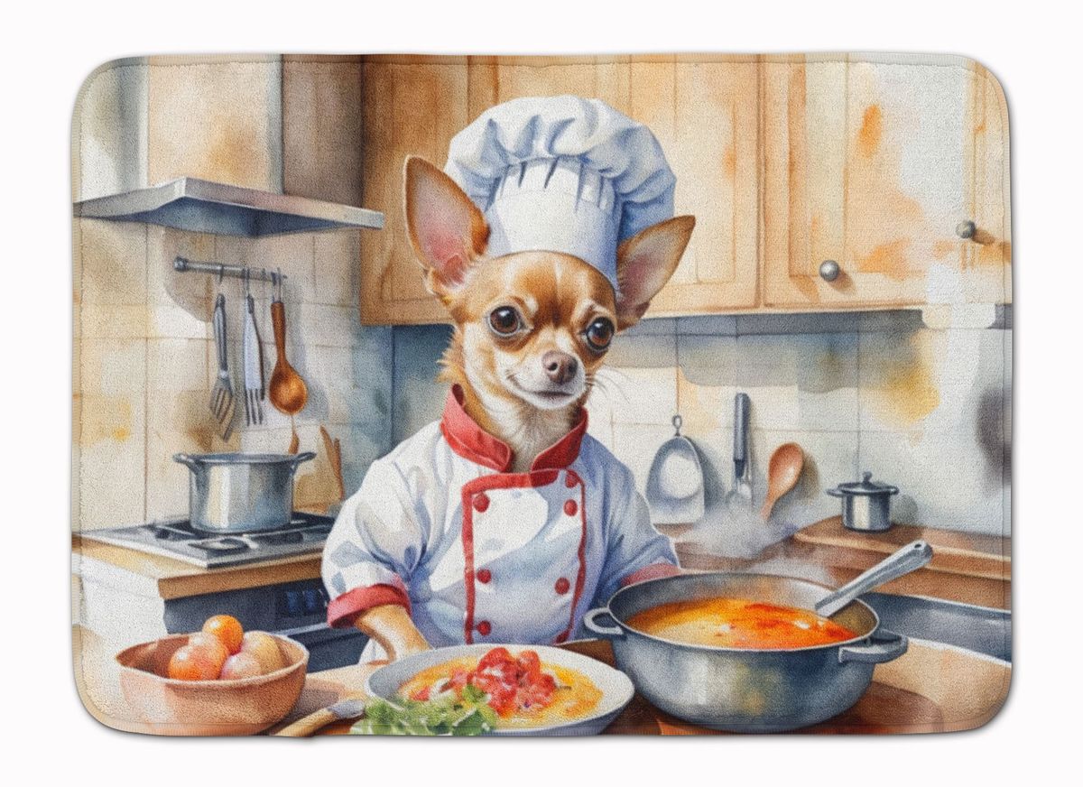 Chihuahua The Chef Memory Foam Kitchen Mat Machine Washable Anti-Fatigue Mat Cushion Comfort Bath Mat Or Kitchen Rug_maomaolike.com