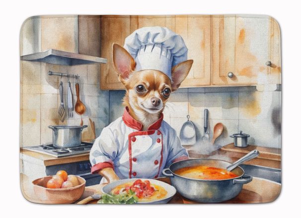 Chihuahua The Chef Memory Foam Kitchen Mat Machine Washable Anti-Fatigue Mat Cushion Comfort Bath Mat Or Kitchen Rug_maomaolike.com