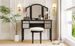 43" Dressing Table Set With Mirrored Drawers And Stool, Tri-fold Mirror, Makeup Vanity Set For Bedroom, Black_maomaolike.com