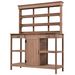 66" Large Outdoor Farmhouse Wooden Potting Bench Table, Garden Workstation With 2 Drawers, Cabinet And Open Shelves For Backyard, Mudroom_maomaolike.com