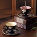 Light Luxury Ceramic Coffee Cup Set, Niche Retro High Footed Coffee Cup Plate, High Appearance Afternoon Tea Cup Gift Box Set_maomaolike.com