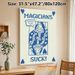 Magician Themed Playing Card Painting Poster, Minimalist Blue & White Stylized Queen Card Poster, Witty Statement Design Suitable For Home Wall Decor_maomaolike.com