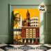 Vintage Urban Street Scene Painting Poster, Vibrant Retro Flat-style Cityscape Poster, Nostalgic Urban Charm With Iconic Buildings, Ideal For Living_maomaolike.com