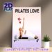 Pilates Themed Painting Poster, Soft-toned Minimalist Woman Doing Pilates On Reformer With Hearts Poster, Fitness-inspired Decor Ideal For Home Gym Or_maomaolike.com