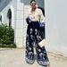 Women's clothing fashion positioning printed loose long-sleeved tops wide-leg pants two-piece set_maomaolike.com