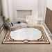 Living Room Rug Large Size Gorgeous Gold Frame Design Bedroom Rug Plush Thickened Machine Washable Thickened Underlay Interior Decorative Rug_maomaolike.com