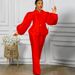 Women's Clothing solid color puff sleeve top wide leg trousers two piece suit women's fashion suit_maomaolike.com