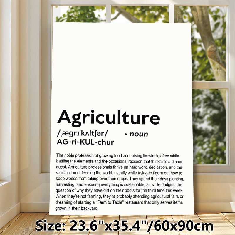Agriculture Definition Painting Poster, Minimalist Typographic Text Poster, Humorous Professional Description, Ideal For Home Office, Farmhouse Decor_maomaolike.com
