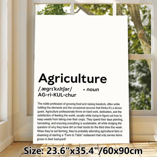 Agriculture Definition Painting Poster, Minimalist Typographic Text Poster, Humorous Professional Description, Ideal For Home Office, Farmhouse Decor_maomaolike.com