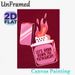 Pink Lighter Themed Painting Poster, Vibrant Cartoon-style Flaming Pink Lighter Poster, Eye-catching Wall Decor For Bedroom, Living Room_maomaolike.com