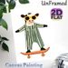 Skateboarding Cow Painting Poster, Cute Cartoon Style Poster, Whimsical Design Featuring Cow In Striped Overalls With Sunglasses On Skateboard, Ideal_maomaolike.com