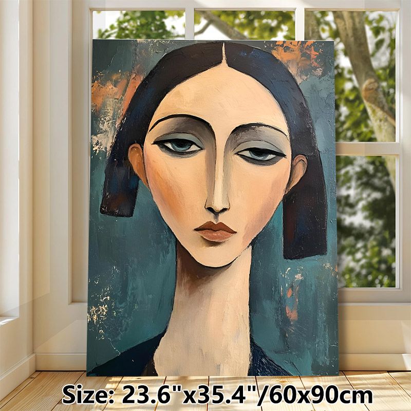 Abstract Female Portrait Painting Poster, Elegant Modern Abstract Style Poster, Artistic Decorative Piece With Bold Lines And Muted Tones, Ideal For_maomaolike.com