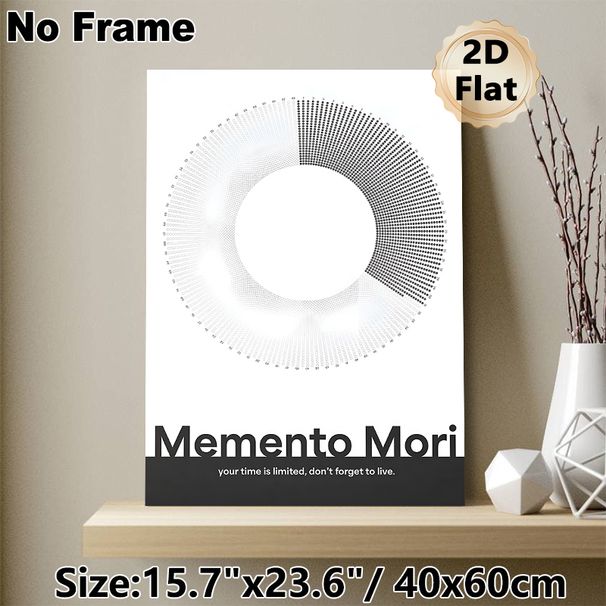 Memento Mori Themed Painting Poster, Minimalist Black-and-white Circular Numbered Design Poster, Thought-provoking Reminder To Cherish Time, Ideal For_maomaolike.com