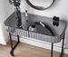 39" Mirrored Makeup Vanity Table With Stainless Steel Base, Mirrored Console Dressing Table With 2 Drawers,Versatile Desk For Bedroom And Office, Gray_maomaolike.com
