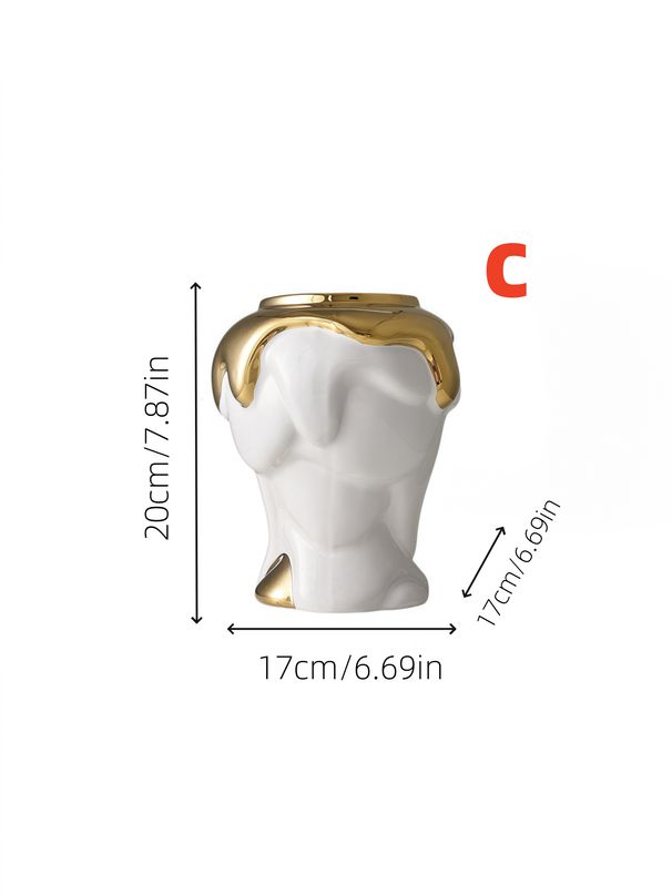 1pc Advanced Style Design Platinum Color Matching General Jar Suitable For Living Room Entrance Multi-scene Ornament Decoration Can Hold Water Vase_maomaolike.com