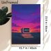 Retro Computer Pixel Art Painting Poster, Vibrant Sunset Sky Pixelated Nostalgic Scene Poster, Unique Nostalgic Vibe Ideal For Home Office, Bedroom_maomaolike.com