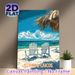 Turks & Caicos Beach Painting Poster, Vibrant Retro Travel Style Poster, Relaxing Coastal Scene With Beach Chairs, Ideal For Bedroom, Living Room Or_maomaolike.com