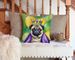 Pug King Of Mardi Gras Throw Pillow Machine Washable, Indoor Outdoor Decorative Pillow For Couch, Bed Or Patio, 14Hx14W_maomaolike.com