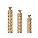 Metal Decorative Vase High Distress Metal Center Vase With 3D Triangle Pattern, Set Of 3 Vases For Home Decoration 33.5 ", 29.5 ", 25.2 "high, Gold_maomaolike.com