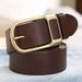 HOT Men's first-layer cowhide belt, simple, fashionable and trendy, gift-giving, genuine leather belt with copper buckle_maomaolike.com