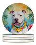 Pit Bull Terrier Luau Large Sandstone Coasters Pack Of 4 Absorbent Round Coasters Decor Gifts For Men Or Women, 4 In, Multicolor_maomaolike.com