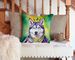 Siberian Husky King Of Mardi Gras Throw Pillow Machine Washable, Indoor Outdoor Decorative Pillow For Couch, Bed Or Patio, 14Hx14W_maomaolike.com