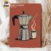 Italian Coffee Themed Painting Poster, Vintage Retro Moka Pot & Steaming Coffee Cup Poster, Cozy Coffee-inspired Decor Suitable For Kitchen, Coffee_maomaolike.com
