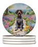 German Wirehaired Pointer Spring Path Large Sandstone Coasters Pack Of 4 Absorbent Round Coasters Decor Gifts For Men Or Women, 4 In, Multicolor_maomaolike.com