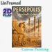 Persepolis Themed Painting Poster, Warm-hued Historical Ancient Persian Ruins Poster, Displays Iconic Winged Sculpture And Relief Carvings, Ideal For_maomaolike.com