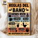 Bathroom Rules Painting Poster, Vintage Color-blocked Spanish-style Bathroom Guidelines Poster, Provides Clear Bathroom Etiquette Reminders, Ideal For_maomaolike.com