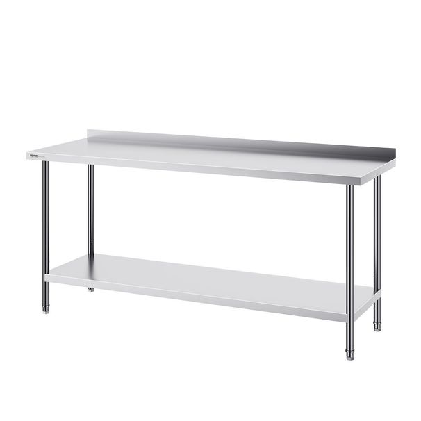 VEVOR 24 X 72 X 36 Inch Stainless Steel Work Table, Commercial Food Prep Worktable Heavy Duty Prep Worktable, Metal Work Table With Adjustable Height For Restaurant, Home And Hotel_maomaolike.com