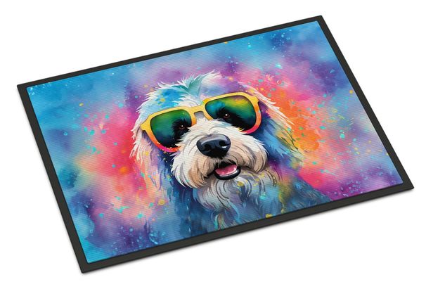Old English Sheepdog Hippie Dawg Doormat Front Door Mat Indoor Outdoor Rugs For Entryway, Non Slip Washable Low Pile, 24H X 36W_maomaolike.com