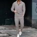 Men's Clothing texture suit long-sleeved polo suit sports pants fashion casual half zipper stand collar suit_maomaolike.com