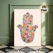 Floral Hamsa Hand Painting Poster, Vibrant Floral-filled Hamsa Hand Poster, Brings Bohemian-inspired Charm Ideal For Living Room, Bedroom Or_maomaolike.com