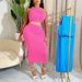 Women's Clothing new fashion casual vest high waist hip long skirt letter webbing casual two-piece suit_maomaolike.com