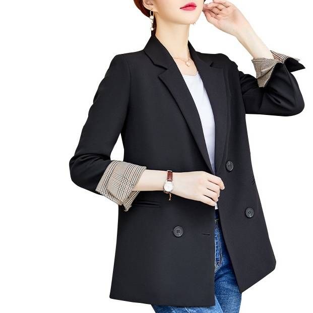 Women's Clothing Casual All-match Slim-fit Slim-fit Plaid Women's Work Suit_maomaolike.com