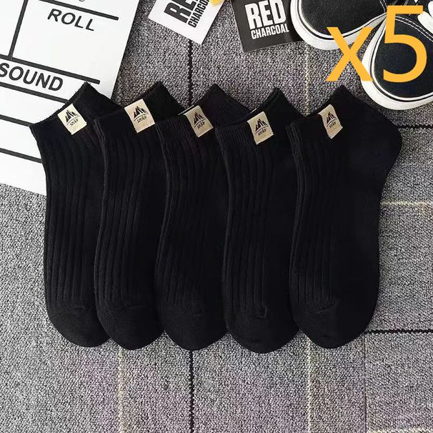5 Pairs/Set Black And White Socks Men's Socks Wear Absorbent Short Tube Thin Low Top Shallow Mouth Sports Socks_maomaolike.com