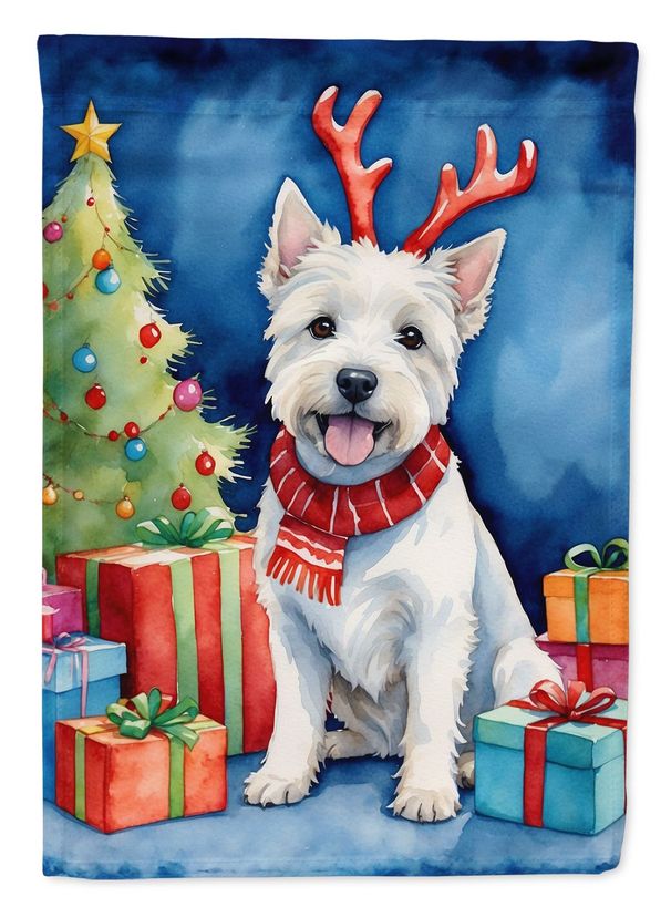 Westie Christmas Reindeer Garden Flag Mailbox Flag Decorative Yard Flag Banner Outside Patio Artwork Yard Flower Beds, Garden Size, Multicolor_maomaolike.com