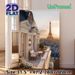 Paris Balcony & Eiffel Tower Painting Poster, Warm-toned Elegant Sunset Cityscape Poster, Adds Romantic Cozy Ambiance, Ideal For Living Room, Bedroom_maomaolike.com