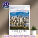 Vancouver Cityscape Painting Poster, Vibrant Realistic Urban Skyline With Snow-capped Mountains & Waterfront Poster, Captivating City Scenery Ideal_maomaolike.com