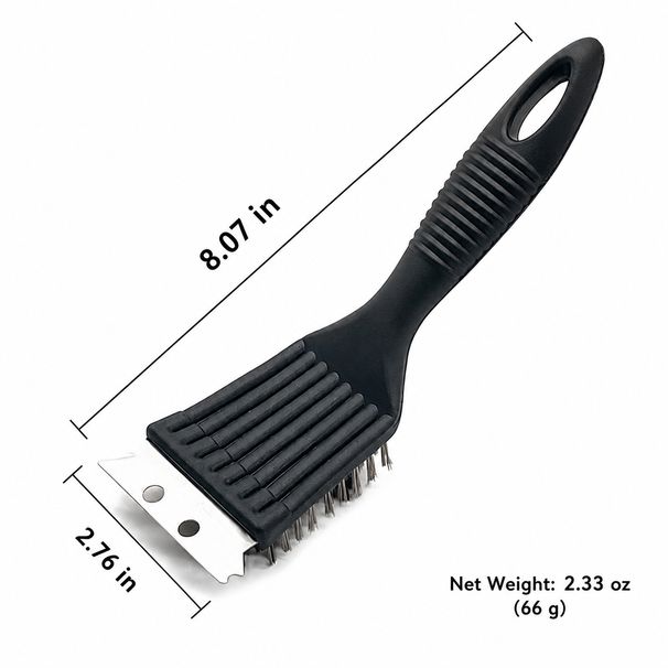 Black Stainless Steel Wire Barbecue Cleaning Brush, Suitable For Indoor And Outdoor Grills, For Removing Grease And Burnt-on Food_maomaolike.com