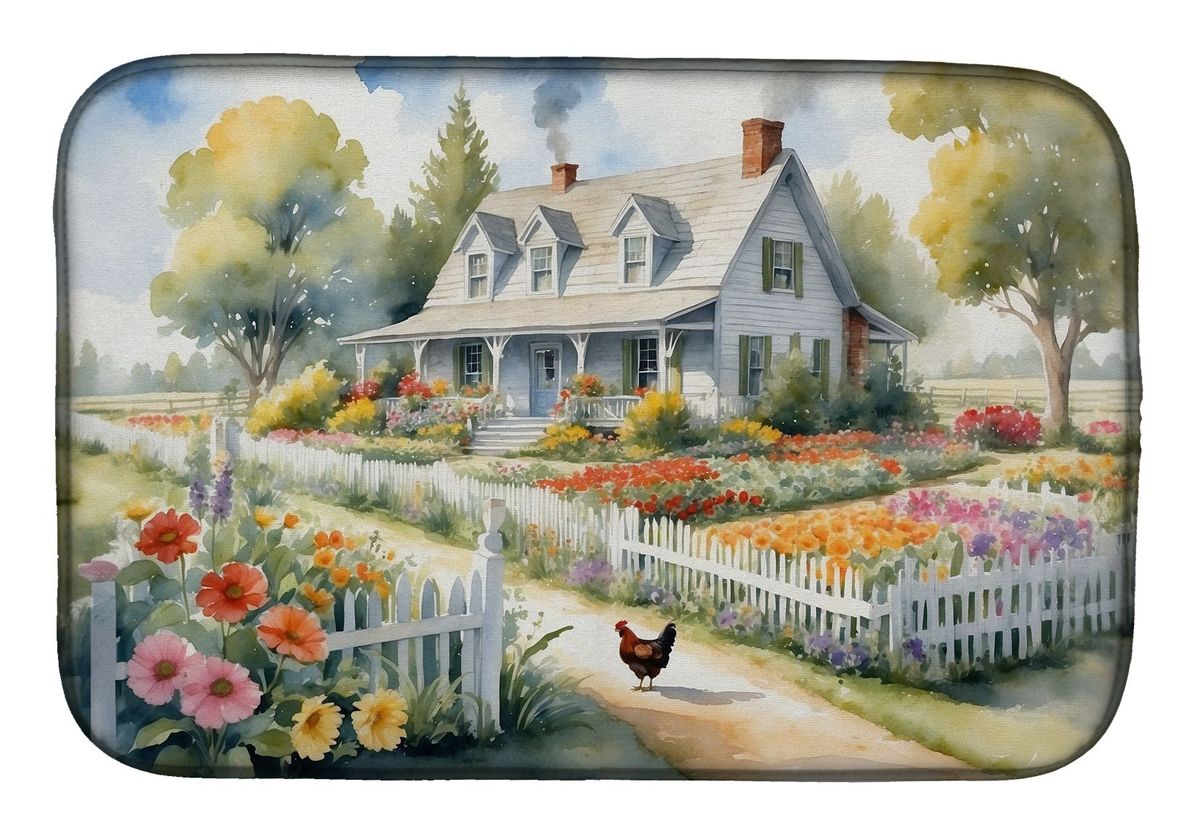 Chicken Farmhouse Garden Dish Drying Mat Absorbent Dish Drying Mat Pad For Kitchen Counter Dish Drainer Mat For Countertop, 14 X 21", Multicolor_maomaolike.com