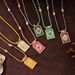 Fashionable Simple Colored Heart Tarot Card Pendant Necklace, Women's Collarbone Chain, Gold-plated And Color Preserving_maomaolike.com