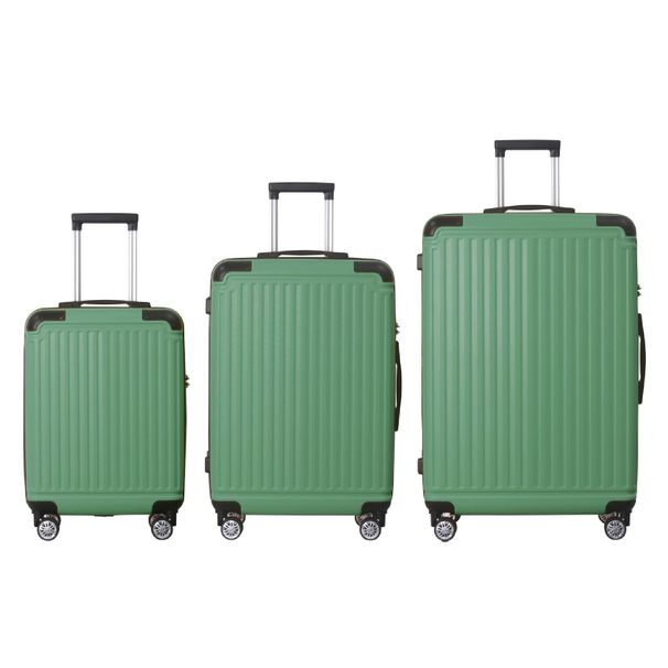 Fruit Green 3-Piece Premium ABS Luggage Set-20", 24", And 28" Suitcases With Multi-Position Handle, Silent Spinner Wheels, And TSA-Approved Lock-Durable, Stylish, And Spacious Travel Gear_maomaolike.com