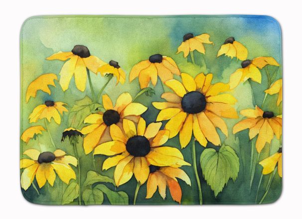 Maryland Black-Eyed Susans In Watercolor Memory Foam Kitchen Mat Machine Washable Anti-Fatigue Mat Cushion Comfort Bath Mat Or Kitchen Rug_maomaolike.com