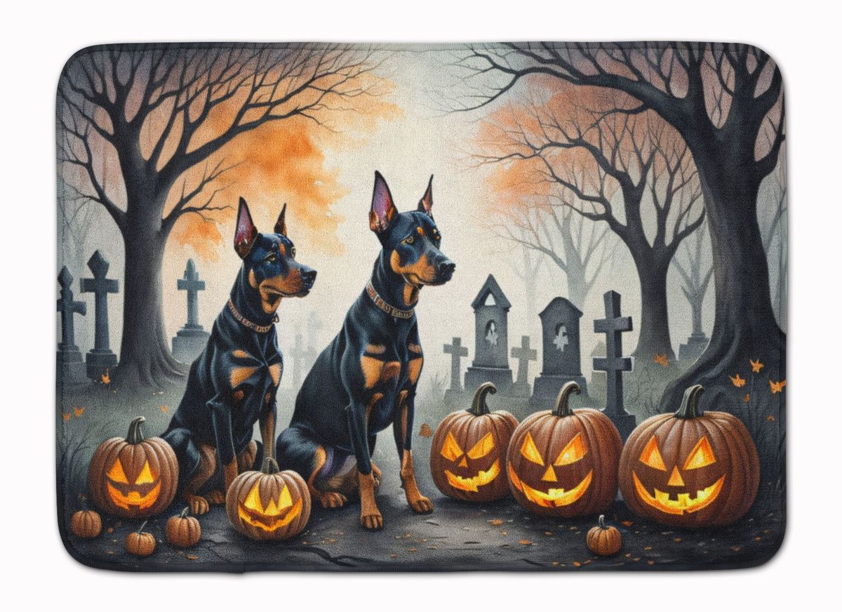 Doberman Pinscher Spooky Halloween Memory Foam Kitchen Mat Machine Washable Anti-Fatigue Mat Cushion Comfort Bath Mat Or Kitchen Rug_maomaolike.com