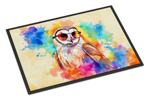 Hippie Animal Barn Owl Doormat Front Door Mat Indoor Outdoor Rugs For Entryway, Non Slip Washable Low Pile, 24H X 36W_maomaolike.com