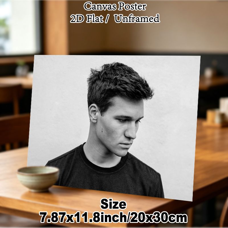 Monochrome Portrait Painting Poster, Minimalist Black-and-White Young Man Portrait Poster, Elegant Understated Wall Decor Ideal For Bedroom, Living_maomaolike.com