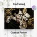 Gothic Monster Couple Painting Poster, Vintage Dark-toned Tattooed Monster Pair With Ornate Golden Filigree Poster, Unique Gothic Art Ideal For_maomaolike.com