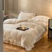 French Style Winter Thickened Warm Milk Set With Lace Carved Bed Sheet And Duvet Cover Baby Velvet Bedding_maomaolike.com